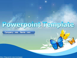 Butterfly blue background ppt template