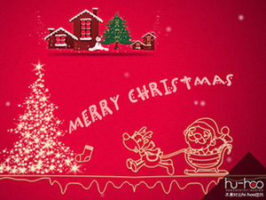 Red theme Christmas music greeting card