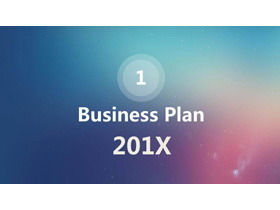 Șablon PPT pentru planul de finanțare a afacerii în stil IOS cu fundal albastru cu gradient de pulbere