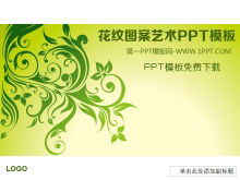 Template PPT latar belakang pola pola tanaman hijau