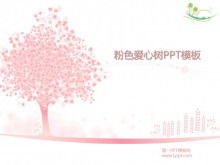 Unduh template PowerPoint latar belakang pohon cinta merah muda