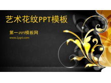 Golden pattern background art design PPT template