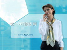 Foreign lady on the phone background business PPT template download