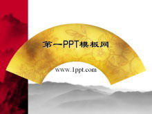 Fondo de pintura china de cara de abanico Descarga de plantilla PPT de estilo chino