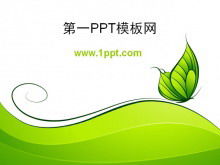Download de modelo PPT de fundo de borboleta verde de desenho simples