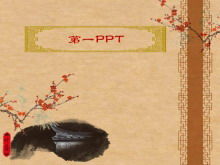 Latar belakang bunga plum klasik gaya Cina PPT template download