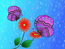 Șablon PPT cu flori de fluture în stil desen animat