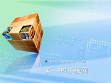 Unduhan template PPT teknologi latar belakang Rubik's Cube yang elegan