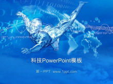 Download der PowerPoint-Vorlage für den Hintergrund der blauen Technologie