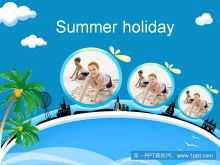 Summer vacation seaside vacation travel PPT template download