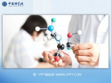 Download do modelo PPT de química e medicina no fundo da estrutura molecular azul