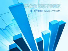 具有藍色三維統計圖表背景的金融PPT模板