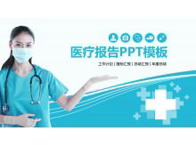 Niebieskie płaskie tło lekarza szpital medyczny szablon PPT do pobrania za darmo