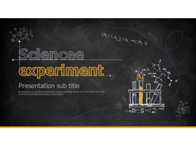 Żółta kreda tablica ręcznie rysowane naukowy eksperyment chemiczny szablon PPT kursowe