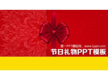 Modelo PPT de feriado festivo com fundo vermelho para presente