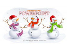Template PPT Natal dengan tiga latar belakang manusia salju yang lucu