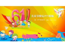 Children's Day PPT template on the background of the sea paradise