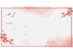 5 immagini di sfondo PPT fiore di prugna inchiostro rosa