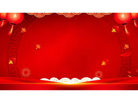 Красная праздничная новогодняя тема PPT скачать фоновое изображение бесплатно