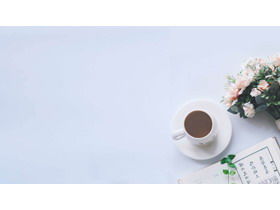 간단한 커피 컵 꽃 책 PPT 배경 그림