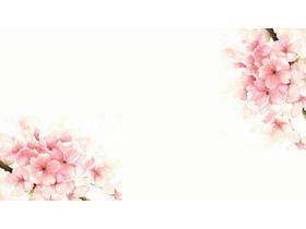 5ピンクの水彩桃の花PPTの背景画像