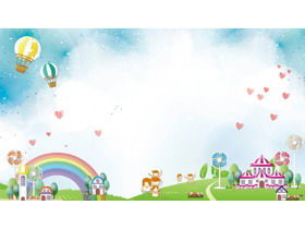 Cartoon Heißluftballon Regenbogen Schloss PPT Hintergrundbild
