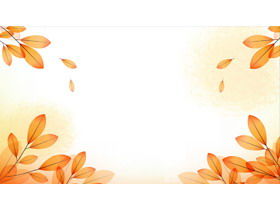 Two orange autumn leaves PPT background images