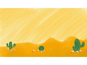 Immagine di sfondo PPT del cactus del deserto del fumetto