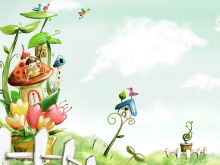 Immagine di sfondo PPT del fumetto della casa dei funghi