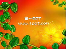 赤い背景の漫画の植物のPPTの背景テンプレート