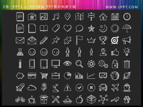 80 adet elle çizilmiş stil yaygın olarak kullanılan PPT ikon malzemeleri