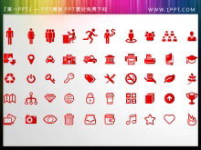 100 materiales de icono de PPT de negocios planos rojos
