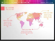 الوردي الأنيق خريطة العالم PPT التوضيح المواد