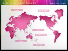 Rosa Weltkarte PPT-Vignette herunterladen