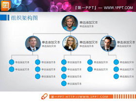 2人の青いチームメンバーの組織図PPTチャート