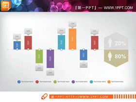 Trei diagrame PPT Gantt pentru compararea numărului de bărbați și femei