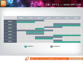 Tre grafici PPT diagramma di Gantt 7X7