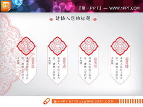 赤の美的中国風PPTチャート大泉