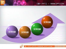 3 grafici PPT con diagramma di flusso progressivo delle relazioni di colore diverso