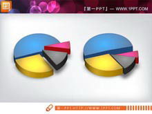 Two dynamic 3D three-dimensional PowerPoint pie chart materials