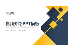 PPT-Vorlage für die persönliche Jobsuche mit blauem und gelbem polygonalem Hintergrund
