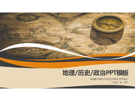 Plantilla de curso PPT de historia con mapa del viejo mundo y fondo de brújula