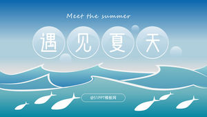 Rencontrez le modèle ppt de thème d'été de thème de vent d'été de dessin animé de poisson de vague d'océan