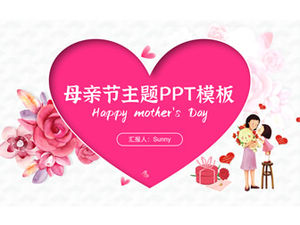 Ciepły różowy prosty styl szablon dzień matki motyw ppt