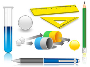 Penna a sfera, matita, righello, provetta e altro squisito download di grafici ppt per l'istruzione e l'insegnamento (24p)