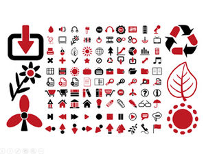 Red and black business office life entertainment UI icon ppt material