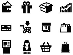 Willkommen bei der Verdoppelung von elf ausgewählten Shopping-PPT-Symbolen in reiner Farbe