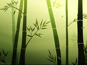 Kamera yavaşça yakınlaştırıldı, bambu ormanı ve bambu yaprakları düşen dinamik efekt ppt şablonu