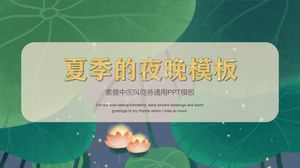 Raport de lucru simplu și elegant în stil chinezesc, frunze de lotus, șablon ppt