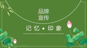 Template ppt promosi merek tema kesan memori gaya Cina hijau